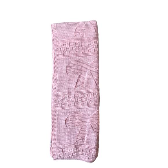 Brooks Brothers Pink Bow Knitted Throw Blanket 50x70 Designer Spring Decor NEW - Picture 14 of 15
